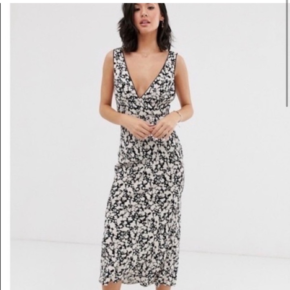 Free People Black Floral Midi Dress